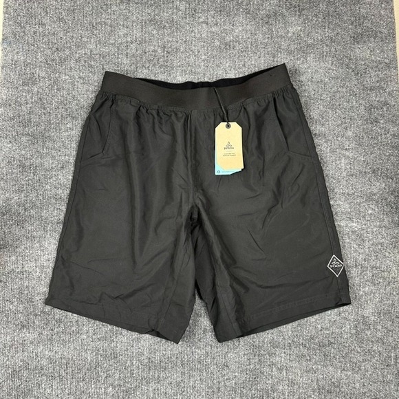 NWT prAna Mojo Pull On Shorts Mens Large Black Stretch Waistband Outdoors Hiking - Picture 1 of 10